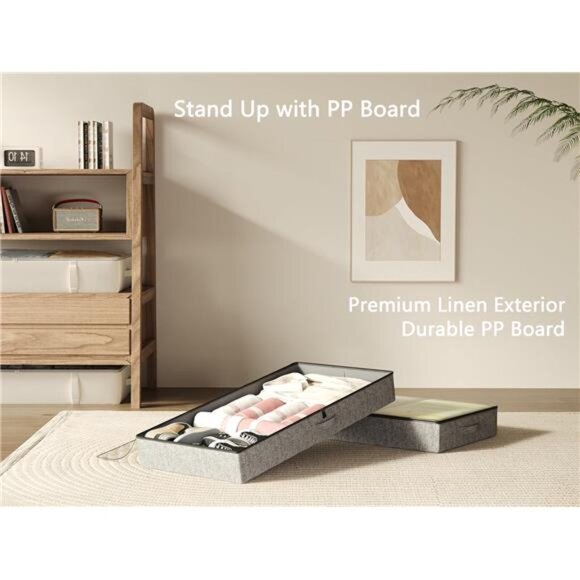 2-Pack Under Bed Storage Containers, 4.5 Inches Tall Low Profile Underbed - Picture 3 of 7